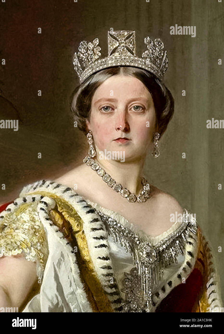 Königin Victoria (1819-1901), Detail aus Öl Gemälde von Franz Xaver Winterhalter (1805-1873) im Jahre 1859 gemalt. Stockfoto