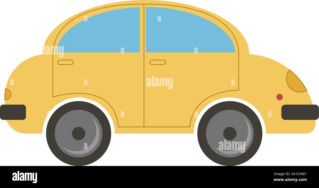 Gelbes Auto, Illustration, Vektor auf weißem Hintergrund. Stock Vektor
