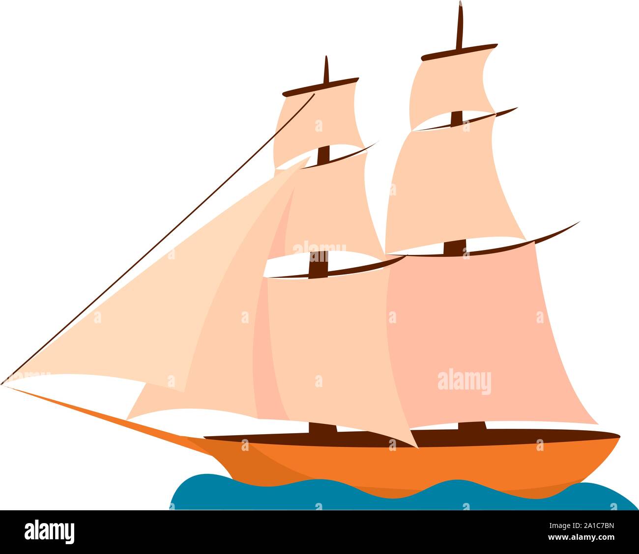 Großes Schiff, Illustration, Vektor auf weißem Hintergrund. Stock Vektor