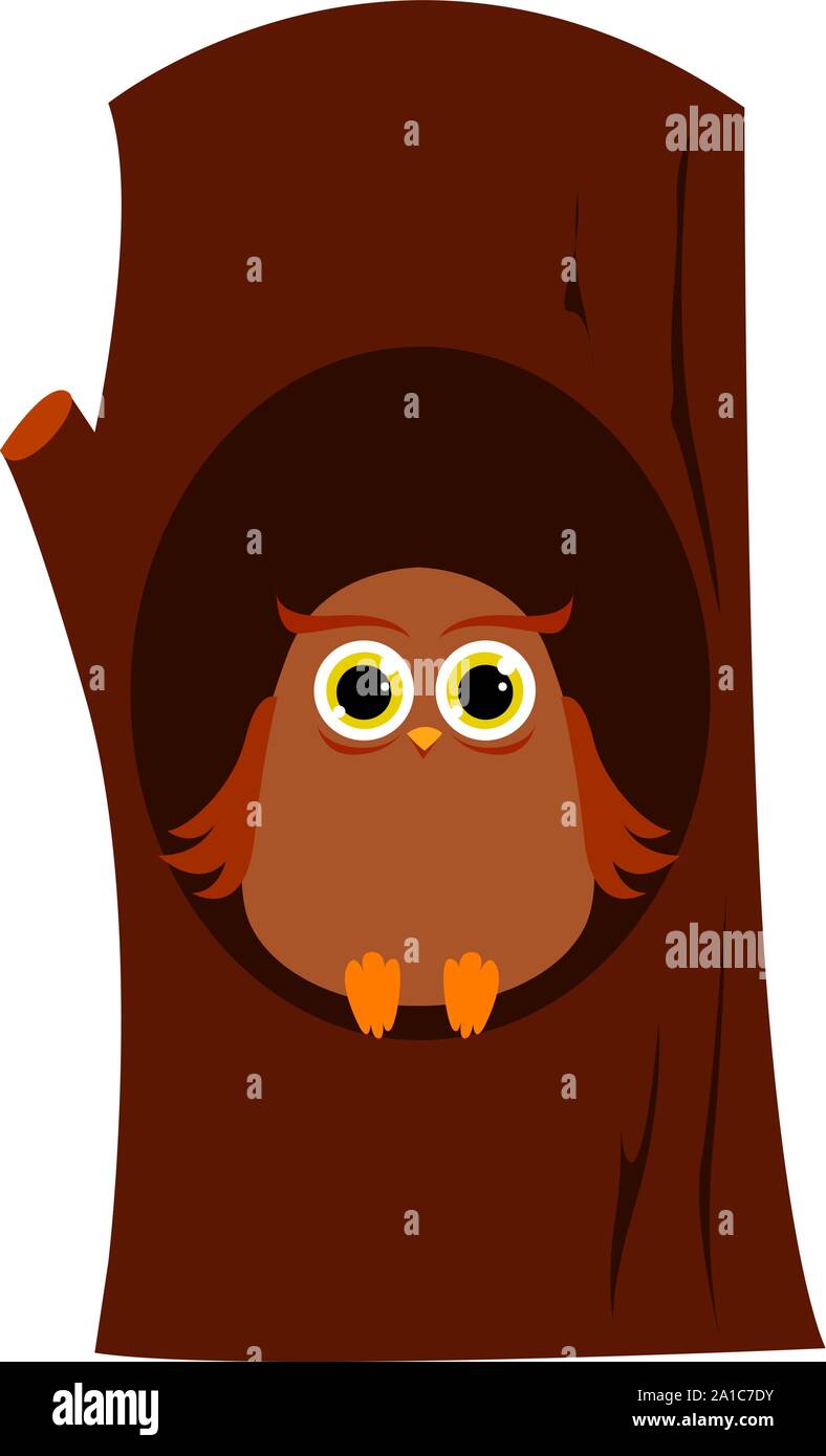 Eule im Baum, Illustration, Vektor auf weißem Hintergrund. Stock Vektor