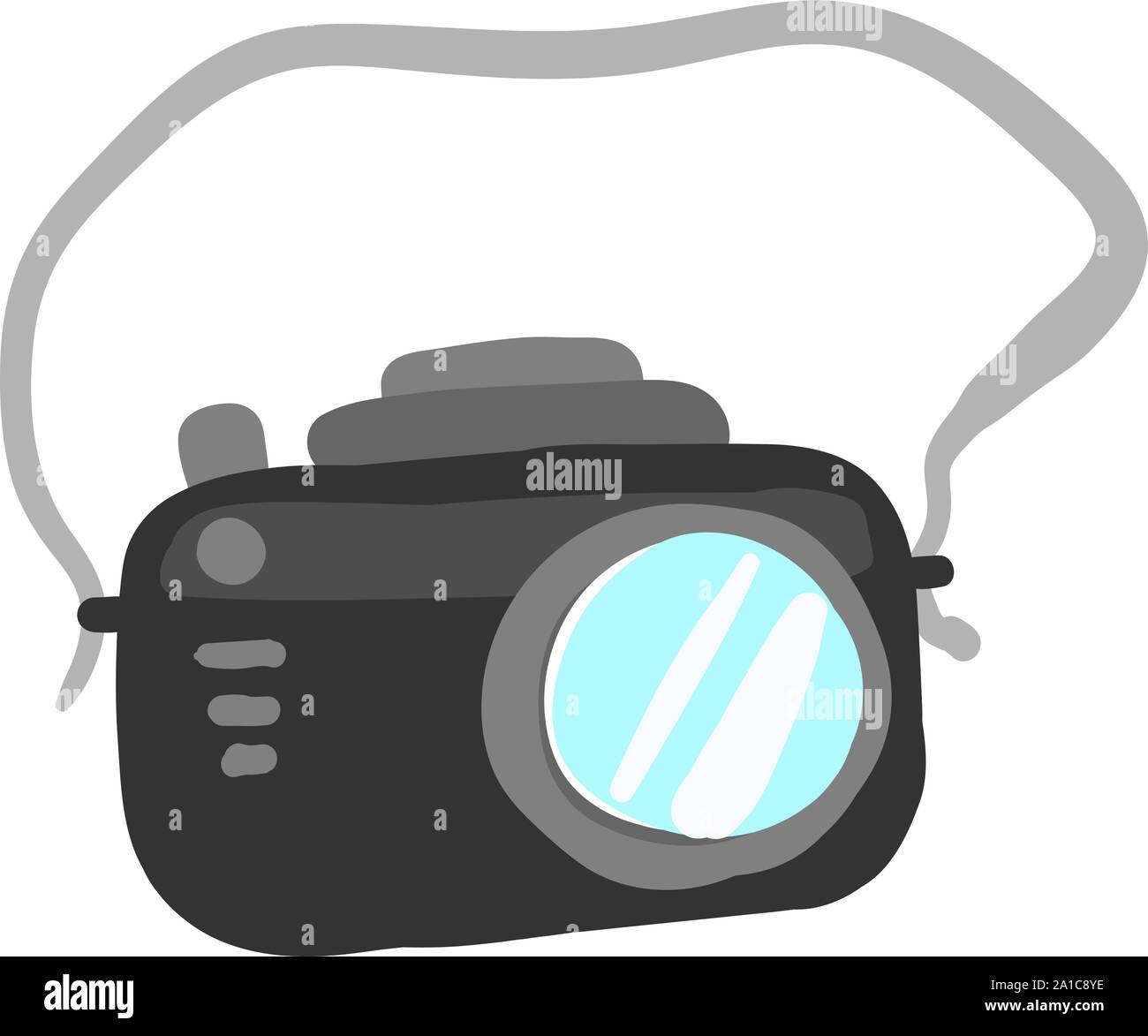 Schwarz Kamera, Illustration, Vektor auf weißem Hintergrund. Stock Vektor