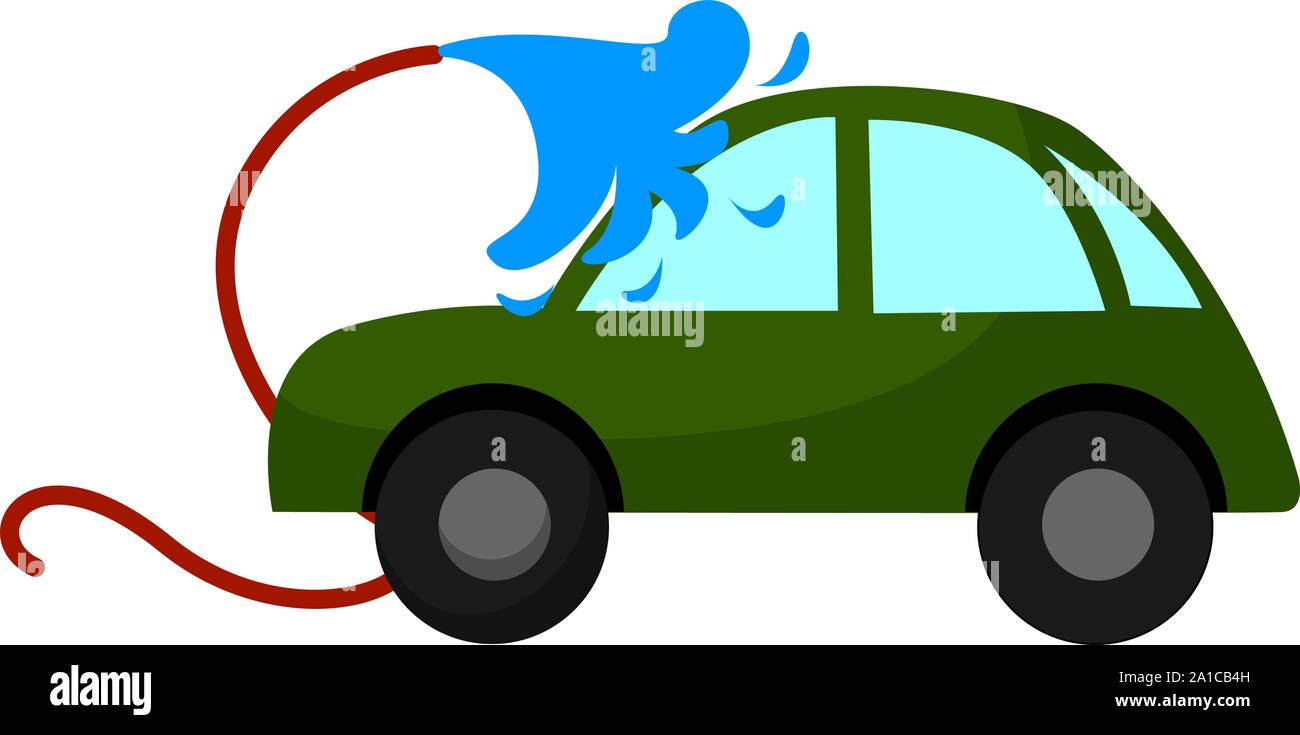 Auto waschen, Illustration, Vektor auf weißem Hintergrund. Stock Vektor