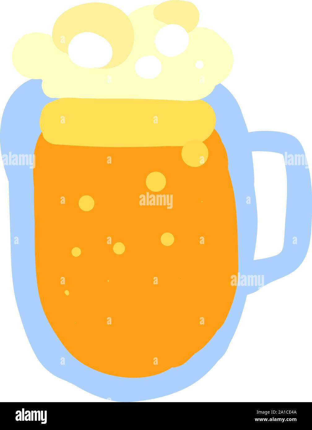 Flache Bierkrug, Illustration, Vektor auf weißem Hintergrund. Stock Vektor