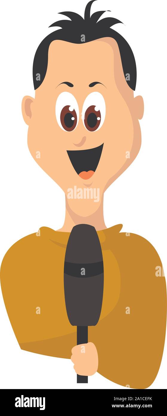 Journalist, Illustration, Vektor auf weißem Hintergrund. Stock Vektor