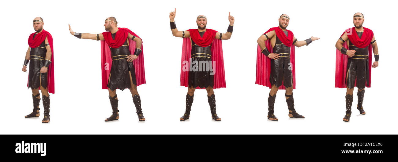 Der Gladiator isoliert auf weißem Hintergrund Stockfoto