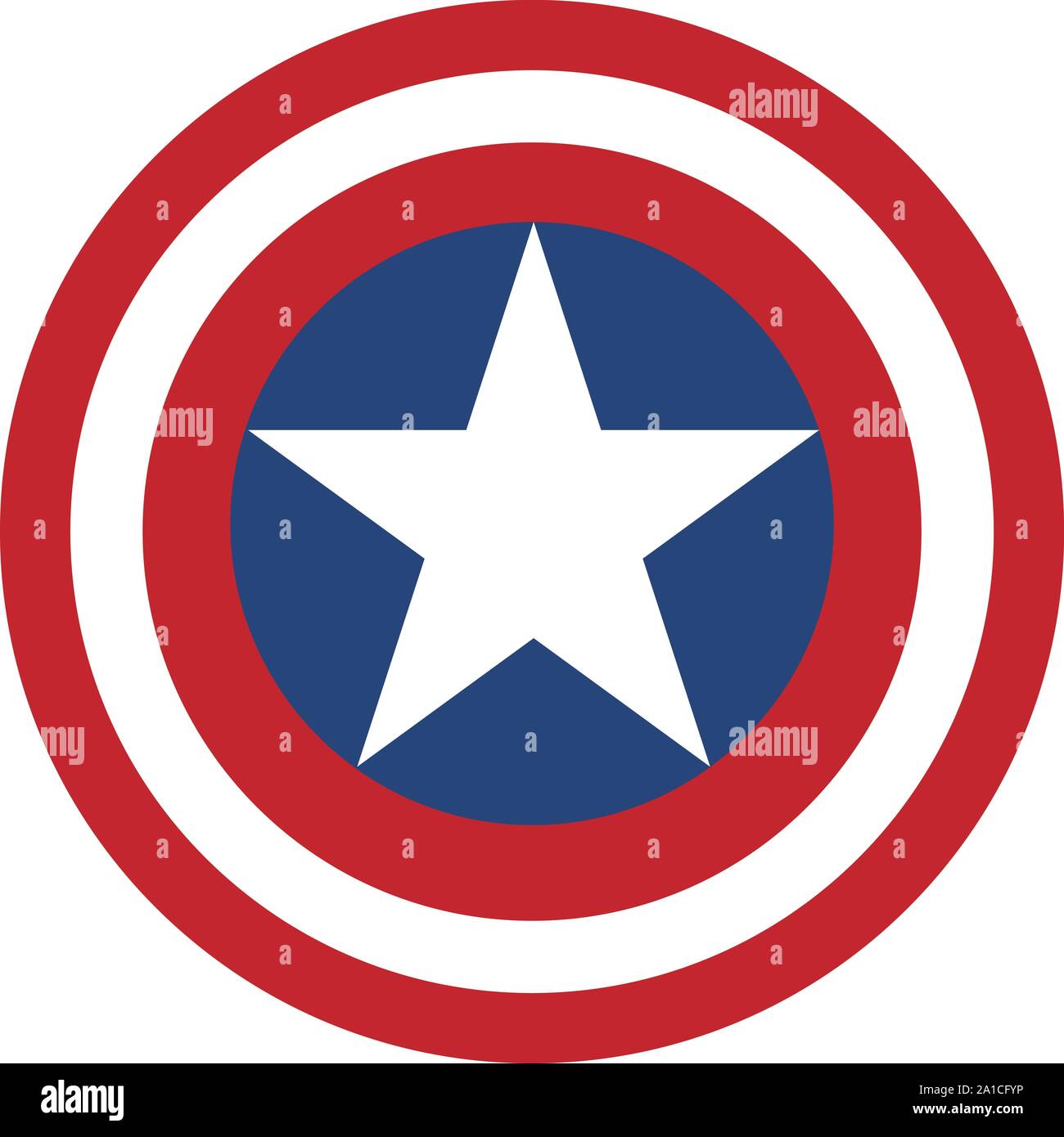 Captain America Shield, Illustration, Vektor auf weißem Hintergrund. Stock Vektor