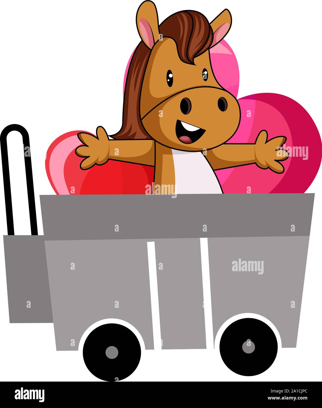 Pferd im Warenkorb, Illustration, Vektor auf weißem Hintergrund. Stock Vektor