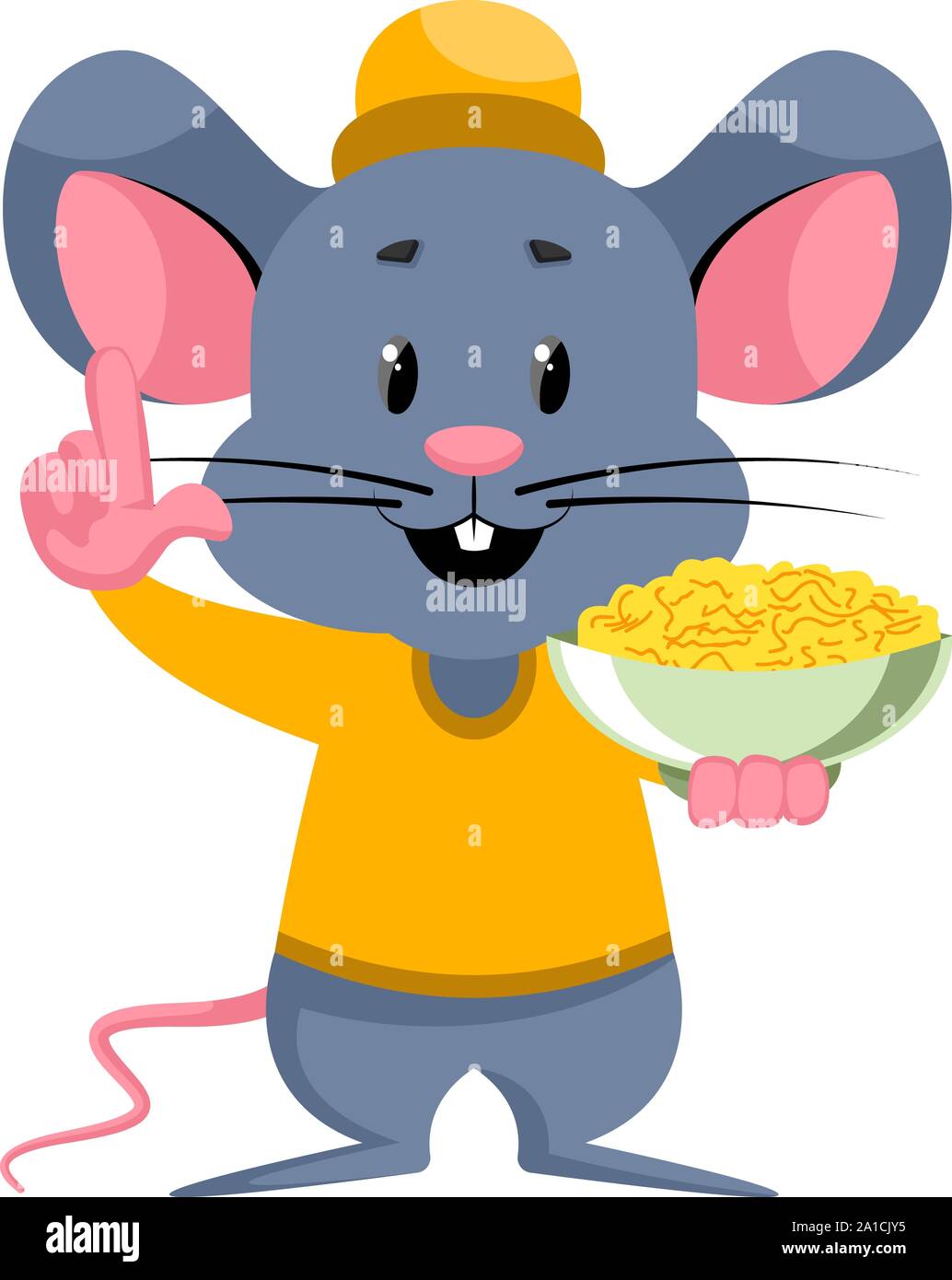 Maus mit Snacks, Illustration, Vektor auf weißem Hintergrund. Stock Vektor