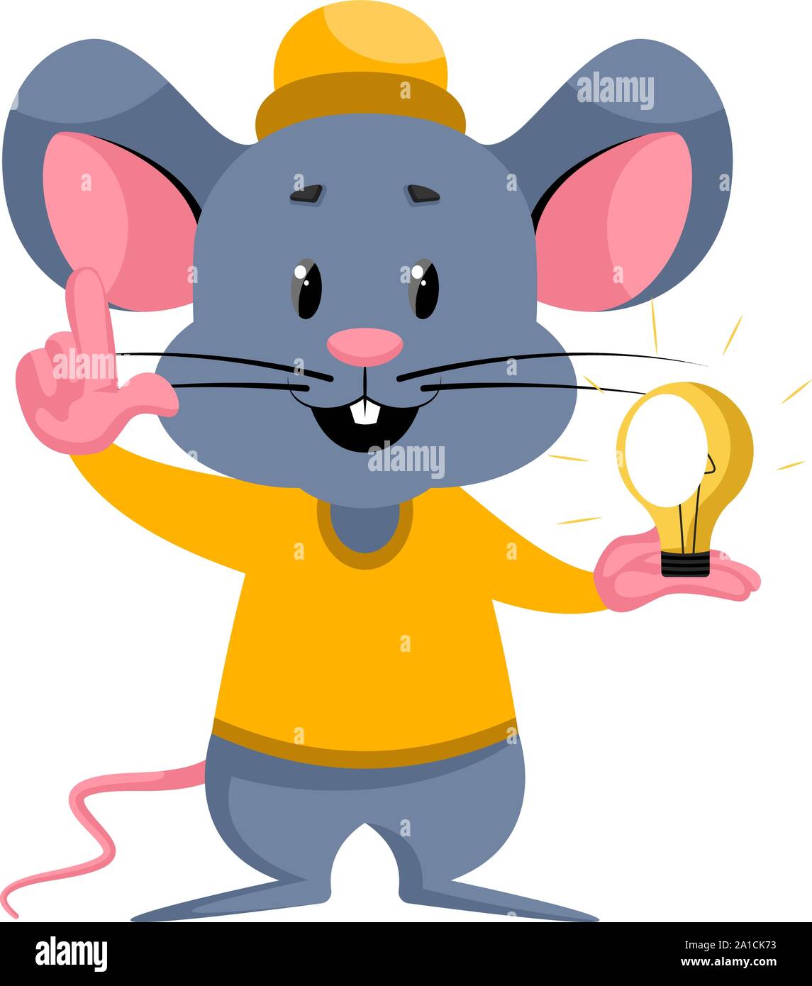 Maus mit Idee, Illustration, Vektor auf weißem Hintergrund. Stock Vektor