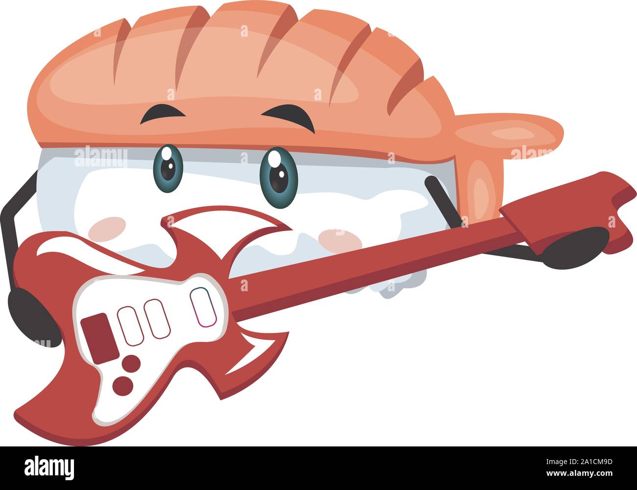Sushi mit Gitarre, Illustration, Vektor auf weißem Hintergrund. Stock Vektor
