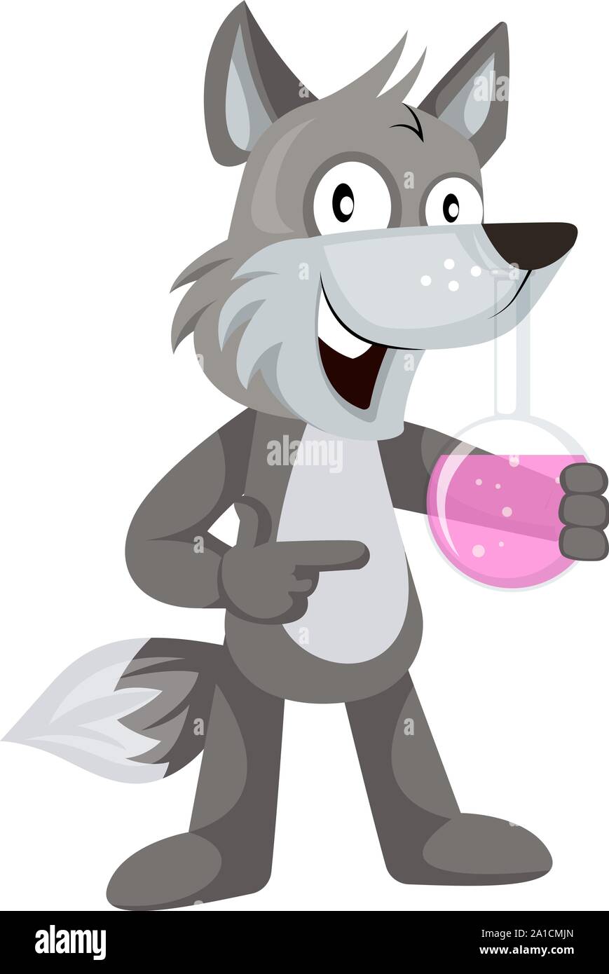 Wolf mit Rohr, Illustration, Vektor auf weißem Hintergrund. Stock Vektor