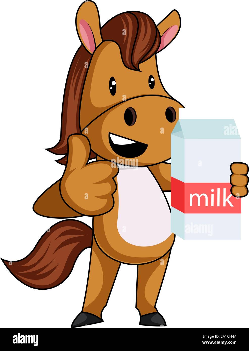 Pferd mit Milch, Illustration, Vektor auf weißem Hintergrund. Stock Vektor