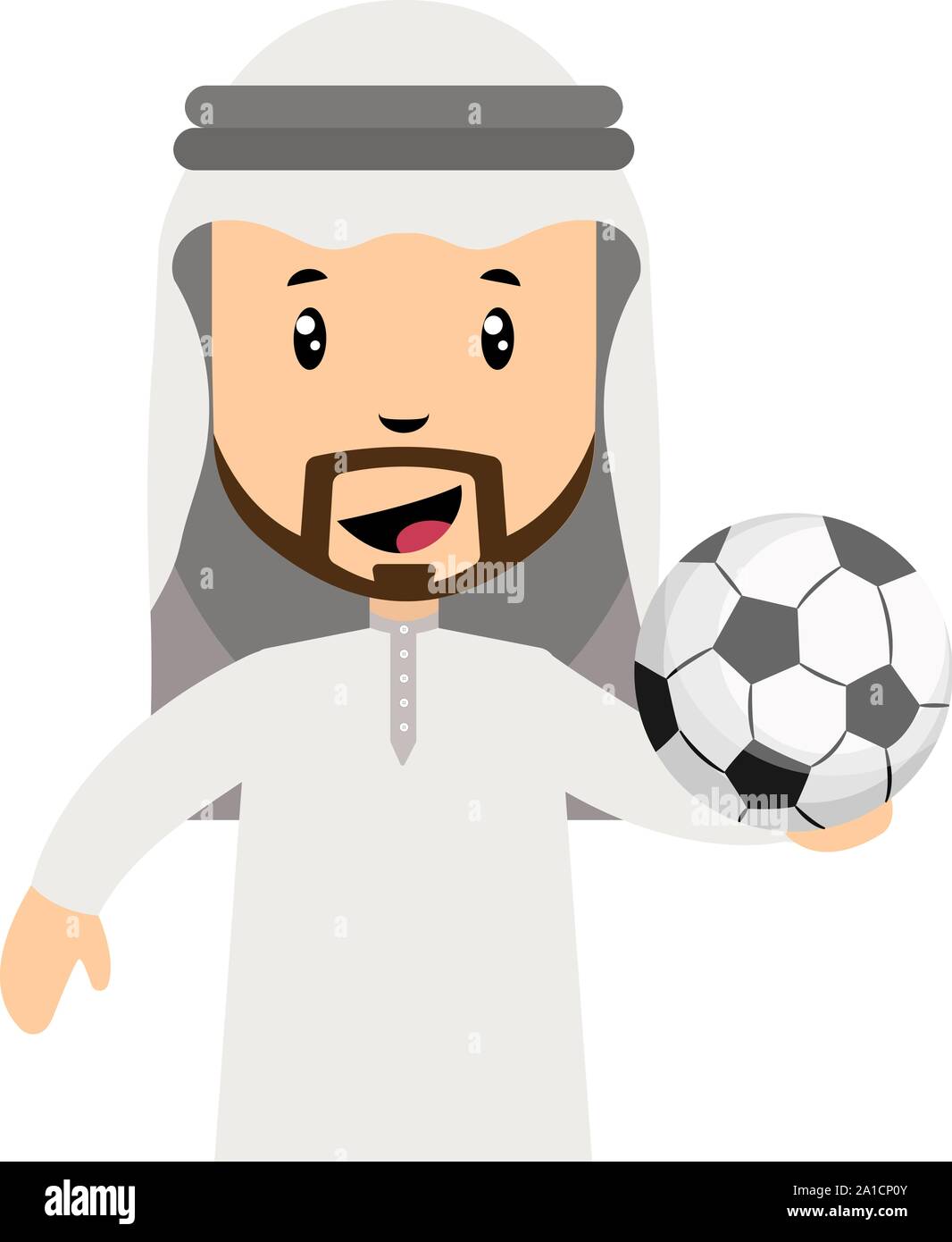 Arabische Männer mit Fußball, Illustration, Vektor auf weißem Hintergrund. Stock Vektor