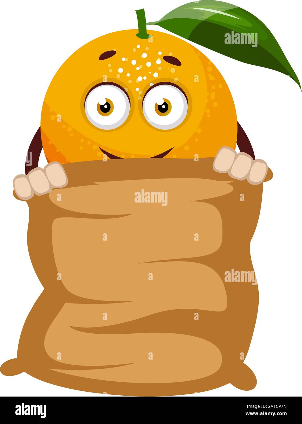 Orange mit Tasche, Illustration, Vektor auf weißem Hintergrund. Stock Vektor