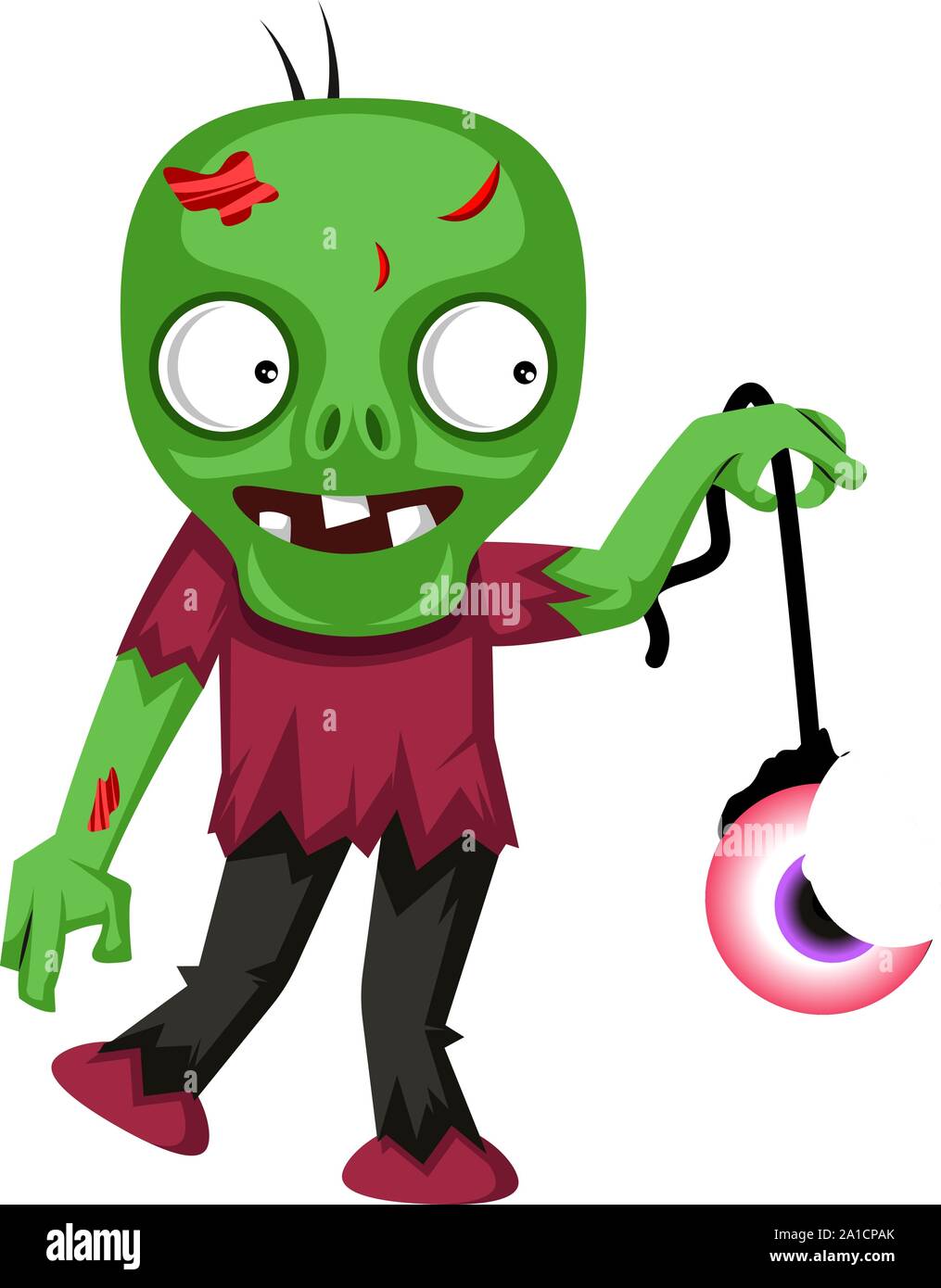 Zombie mit Auge, Illustration, Vektor auf weißem Hintergrund. Stock Vektor