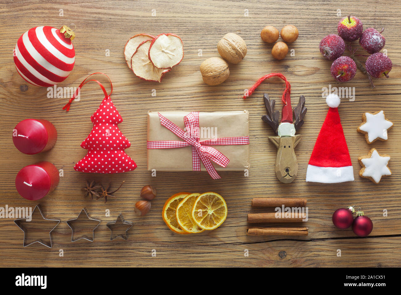 Christmas-Themed Flatlay Stockfoto