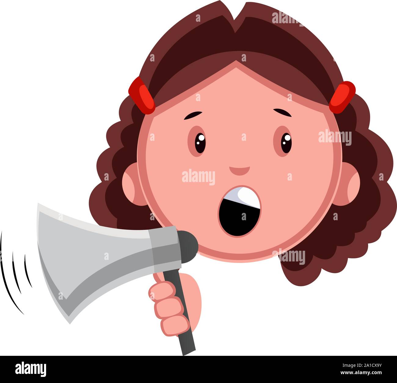 Mädchen mit Megaphon, Illustration, Vektor auf weißem Hintergrund. Stock Vektor