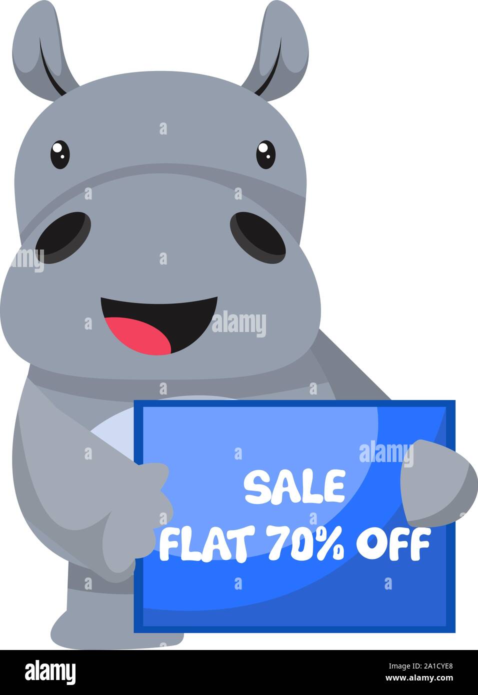 Hippo mit Verkauf Zeichen, Illustration, Vektor auf weißem Hintergrund. Stock Vektor