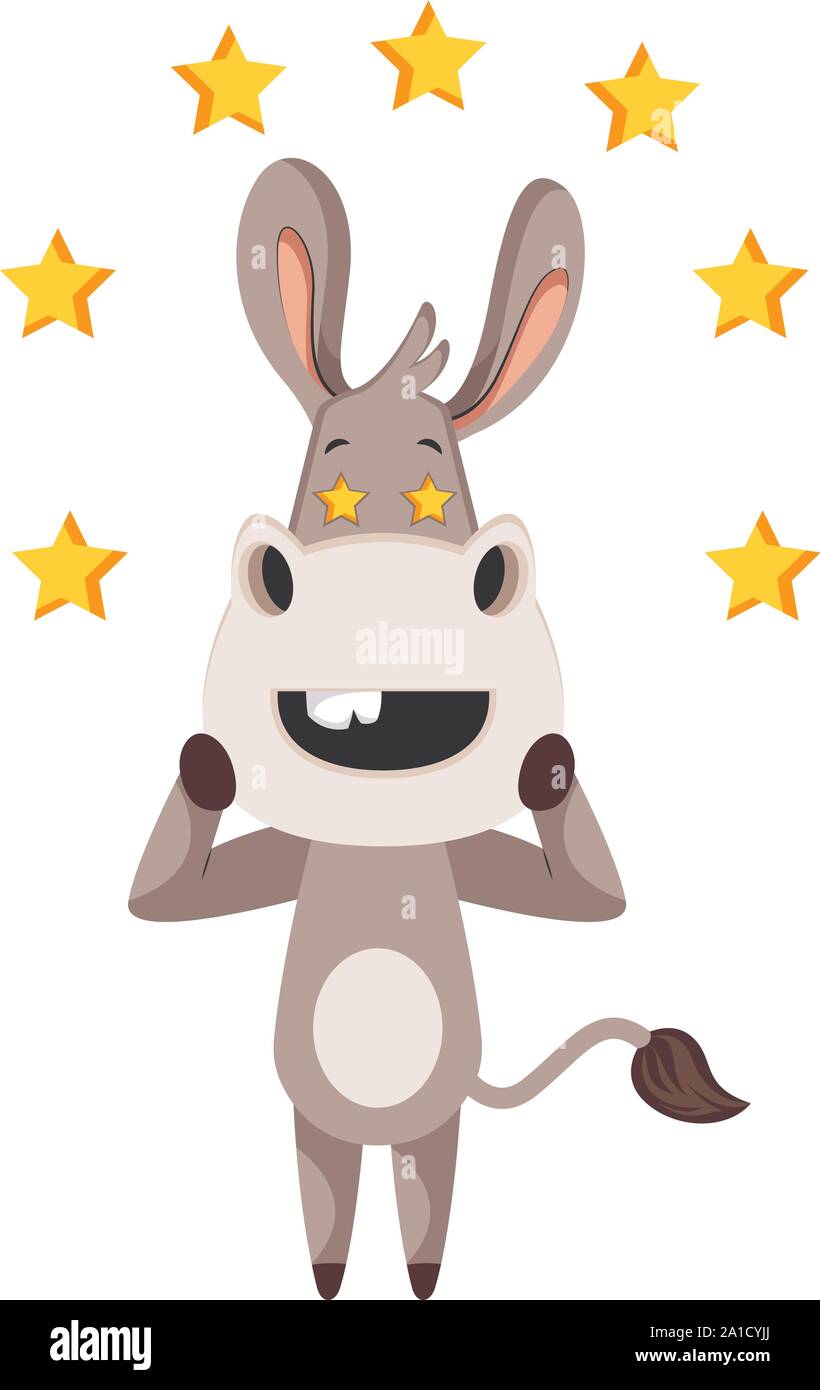 Esel mit Sternen, Illustration, Vektor auf weißem Hintergrund. Stock Vektor