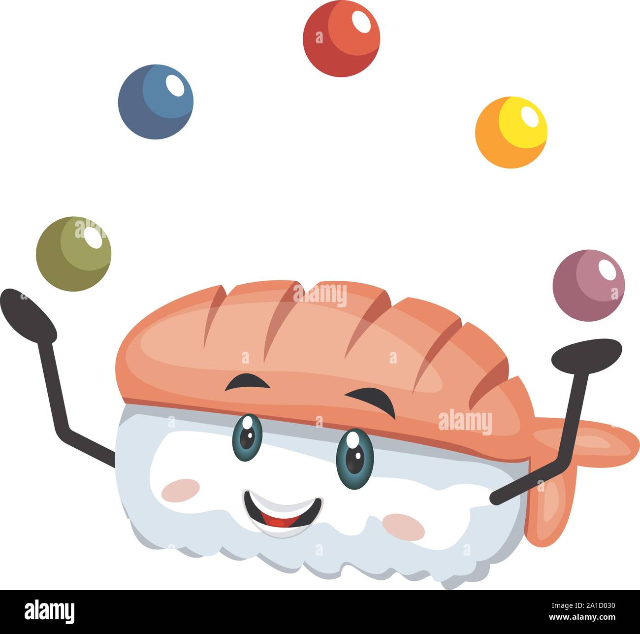 Sushi junggling, Illustration, Vektor auf weißem Hintergrund. Stock Vektor