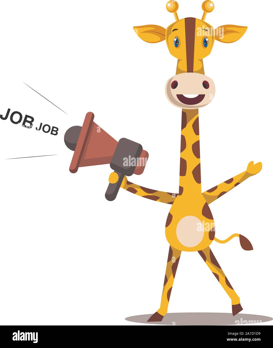 Giraffe mit Megaphon, Illustration, Vektor auf weißem Hintergrund. Stock Vektor