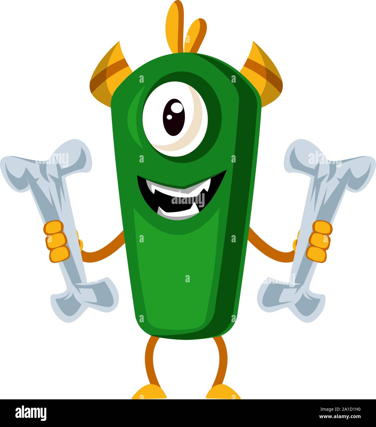 Monster mit Knochen, Illustration, Vektor auf weißem Hintergrund. Stock Vektor