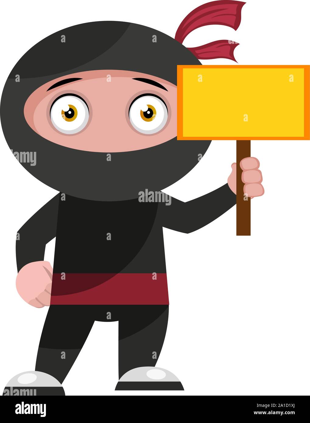 Ninja mit leeren Hinweis, Illustration, Vektor auf weißem Hintergrund. Stock Vektor