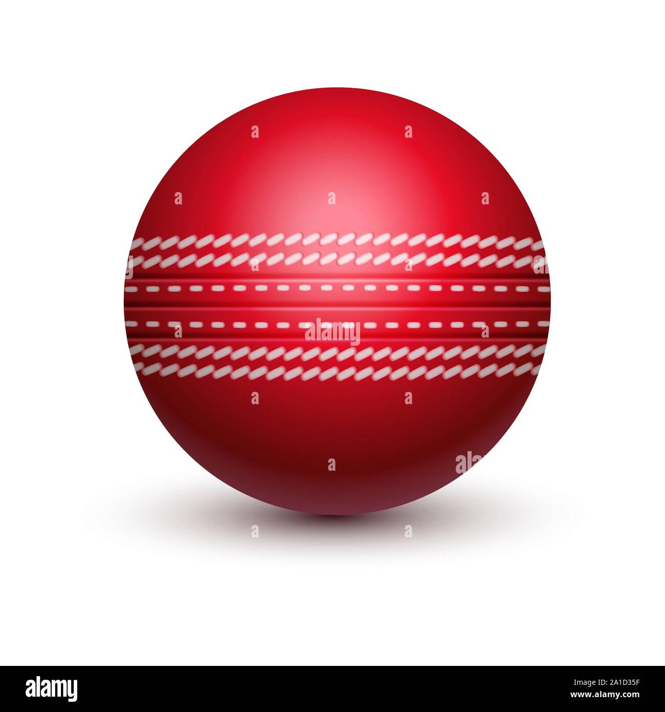 Red cricket Ball mit leder string Stock Vektor