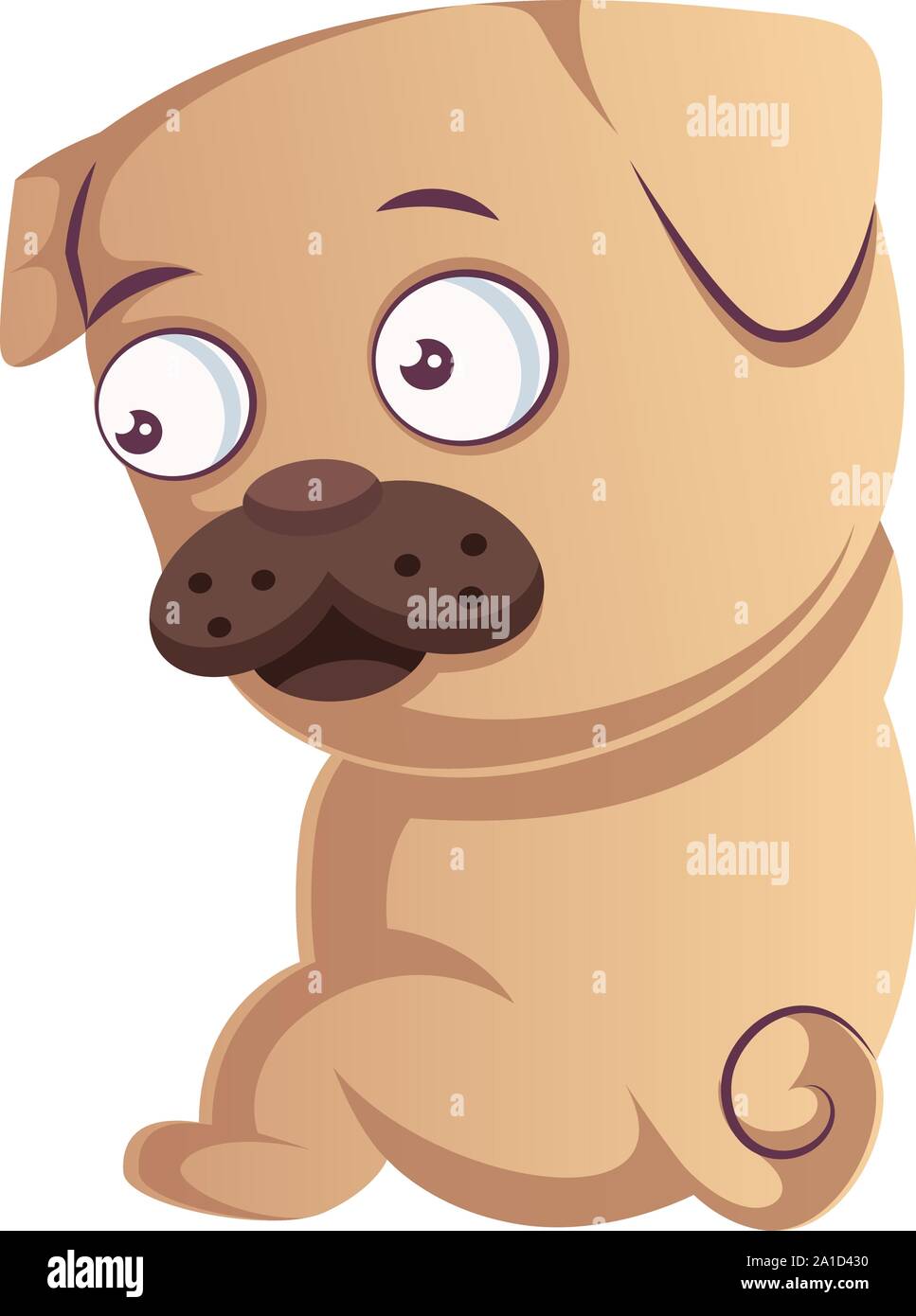 Pug ist traurig, Illustration, Vektor auf weißem Hintergrund. Stock Vektor