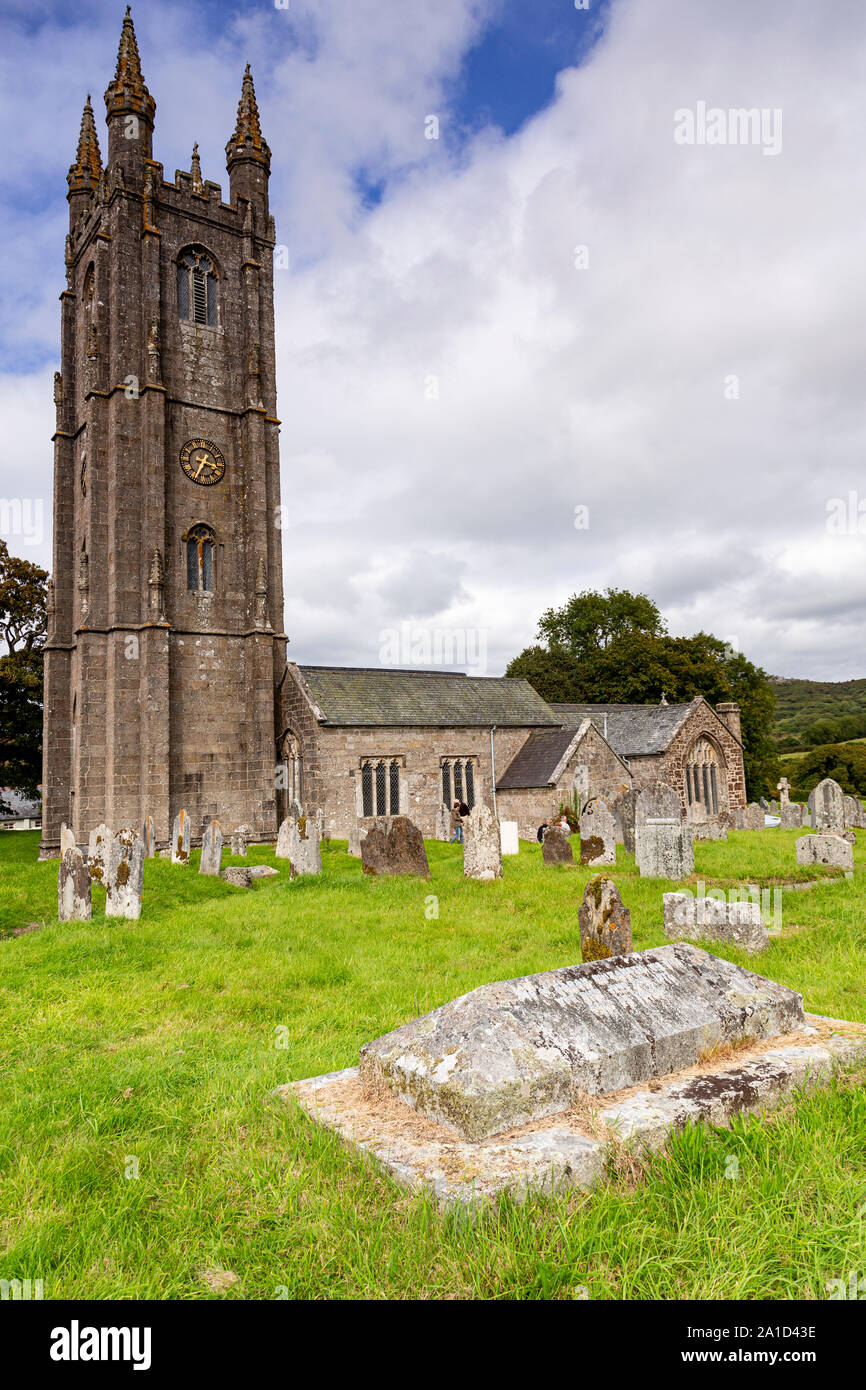 Pfarrkirche in Widecombe im Moor, Dartmoor, Devon Stockfoto