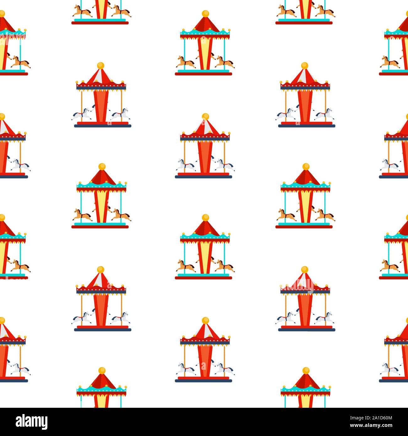 Vergnügungspark Element, Karussell mit Pferden. Vector Illustration Stock Vektor Vergnügungspark Element, Karussell mit Pferden. Vector Illustration Stock Vektor