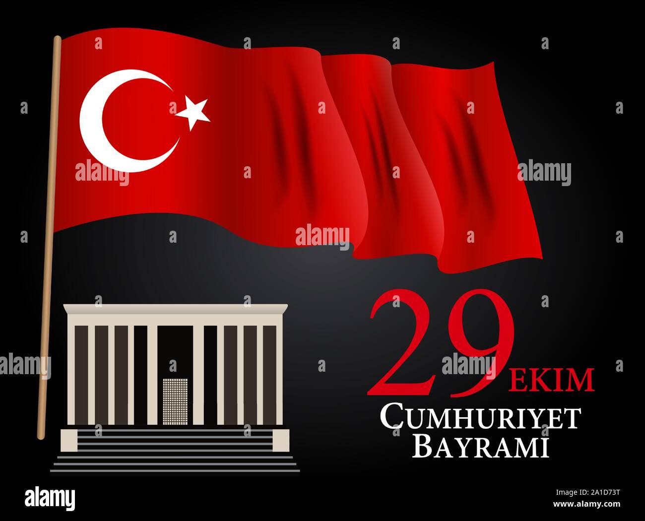 29 Das Ekim Cumhuriyet Bayraminiz. Übersetzung 29. Oktober Tag der Republik Türkei. Vector Illustration Stock Vektor