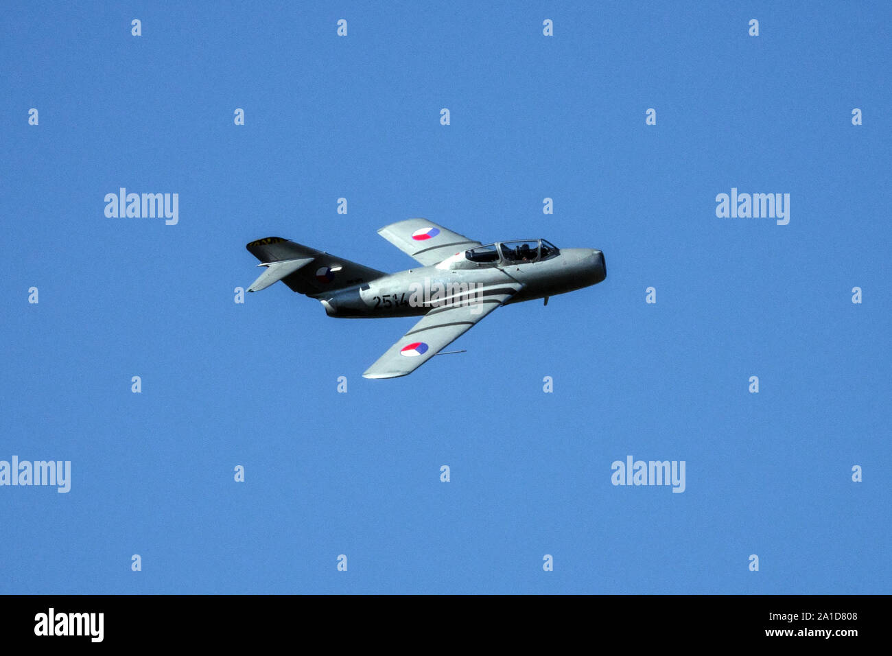 MIG 15 UTI Jet, tschechoslowakische Luftwaffe Farben aus den 1950er Jahren Stockfoto