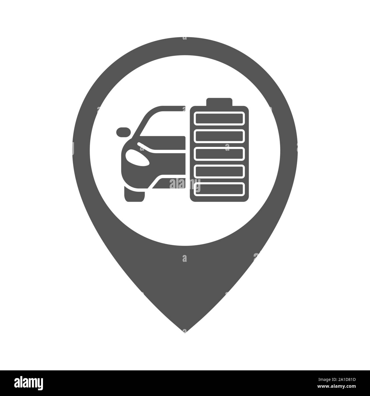 Geo-Punkt der Ladestation für das Auto. Elektroauto Symbol Vektor Zeichen Verkehr Symbol Fahrzeug Technologie Automobil. EPS 10 Stock Vektor