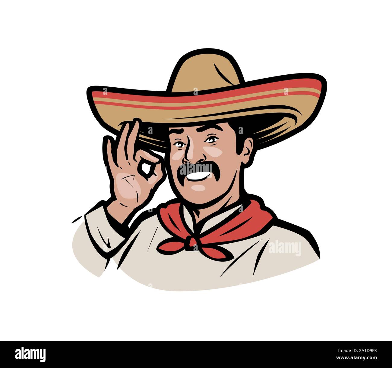 Mexikanischer Mann im Sombrero-Logo. Cartoon Vektorgrafik Stock Vektor