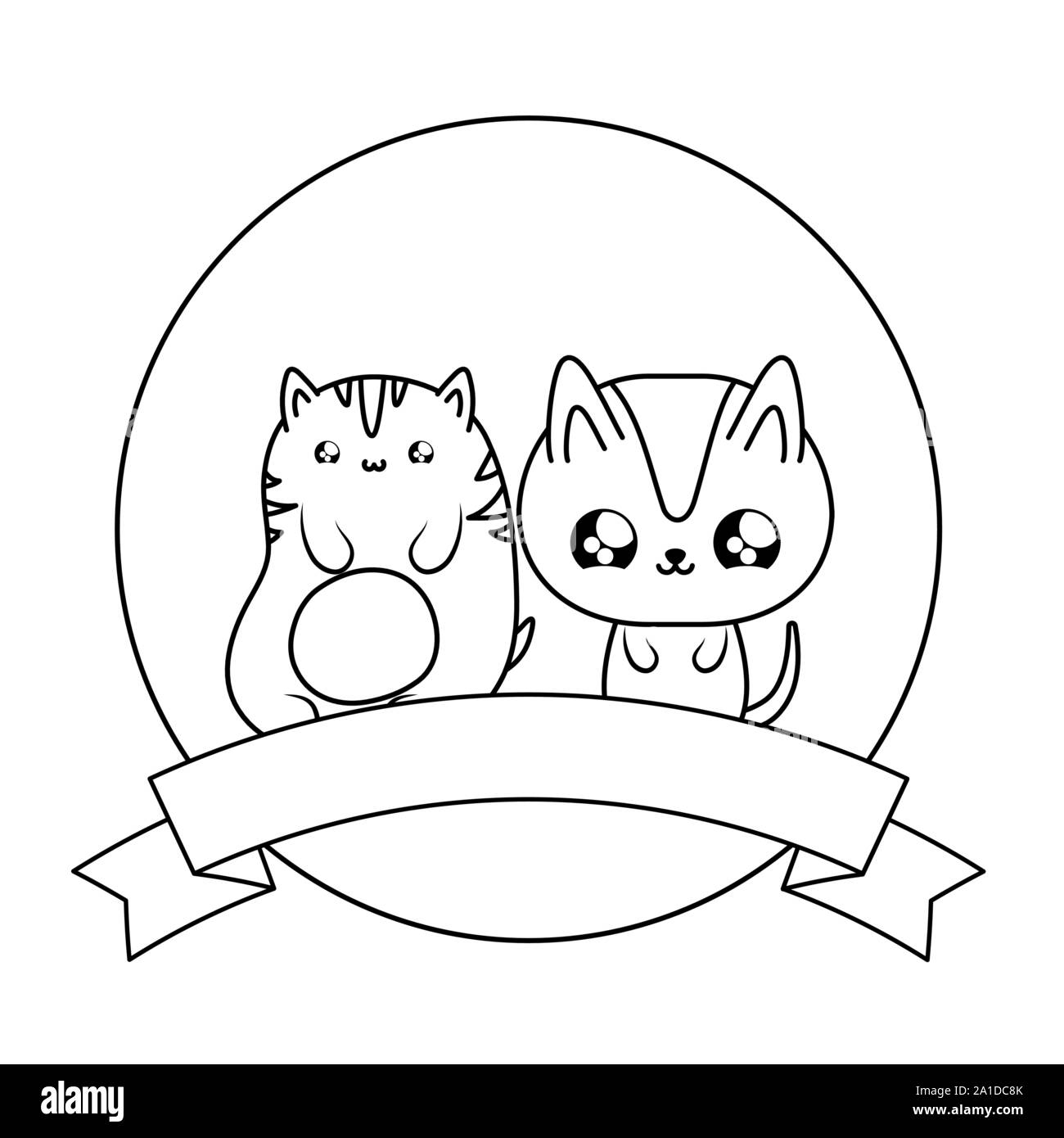 Süße Katzen baby Tiere kawaii Vector Illustration Design Stock Vektor