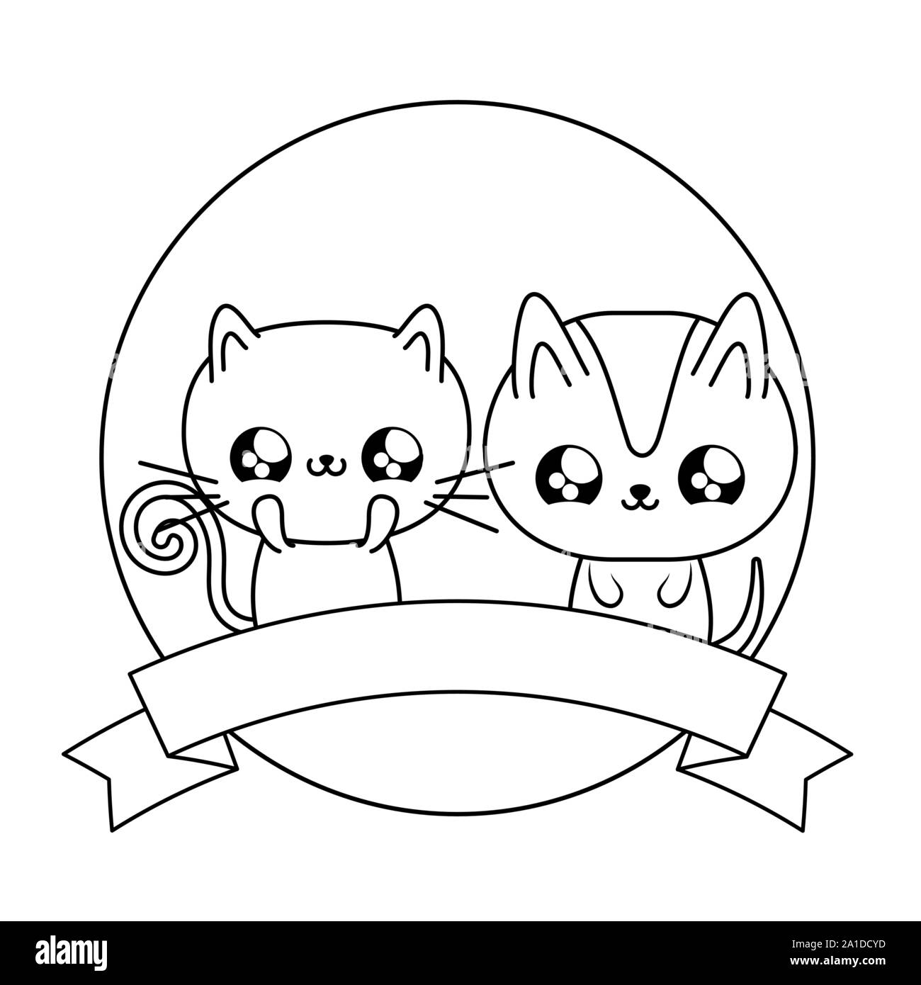 Süße Katzen baby Tiere kawaii Vector Illustration Design Stock Vektor