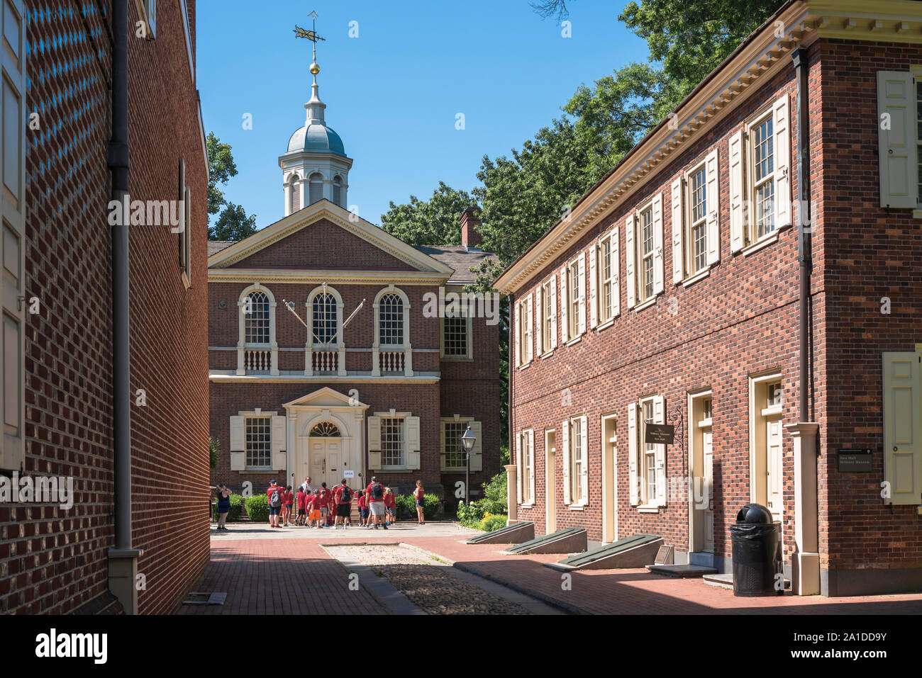 Zimmermannshalle, Ansicht der Zimmermannshalle (1774) - das Gebäude, in dem der erste kontinentale Kongreß eintrat, Philadelphia, Pennsylvania, USA Stockfoto