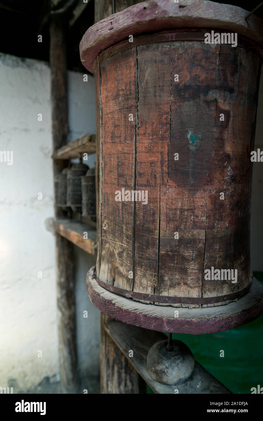 Thini Gompa Kloster in einem kleinen Dorf in der Nähe von Thini Jomsom, Mustang, Nepal Stockfoto