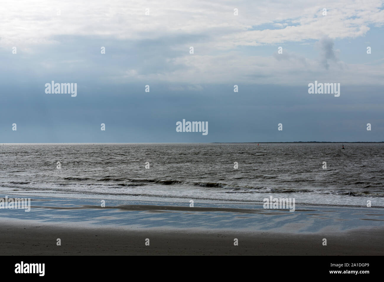 Norderney, Weststrand, Meer, Himmel, Wolken, Horizont, Juist Stockfoto