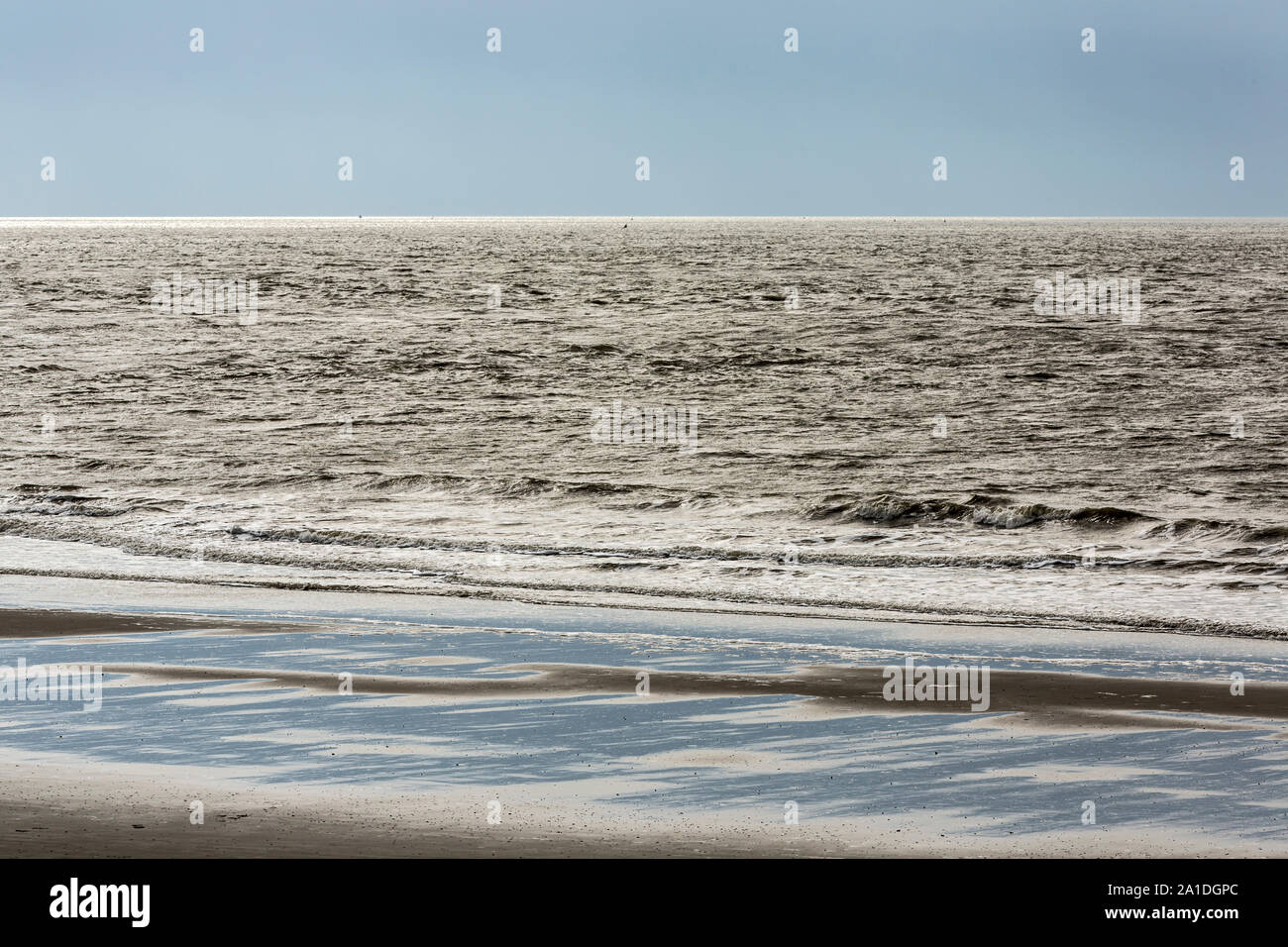 Norderney, Weststrand, Strand, Meer, Himmel, Wolken, Horizont Stockfoto