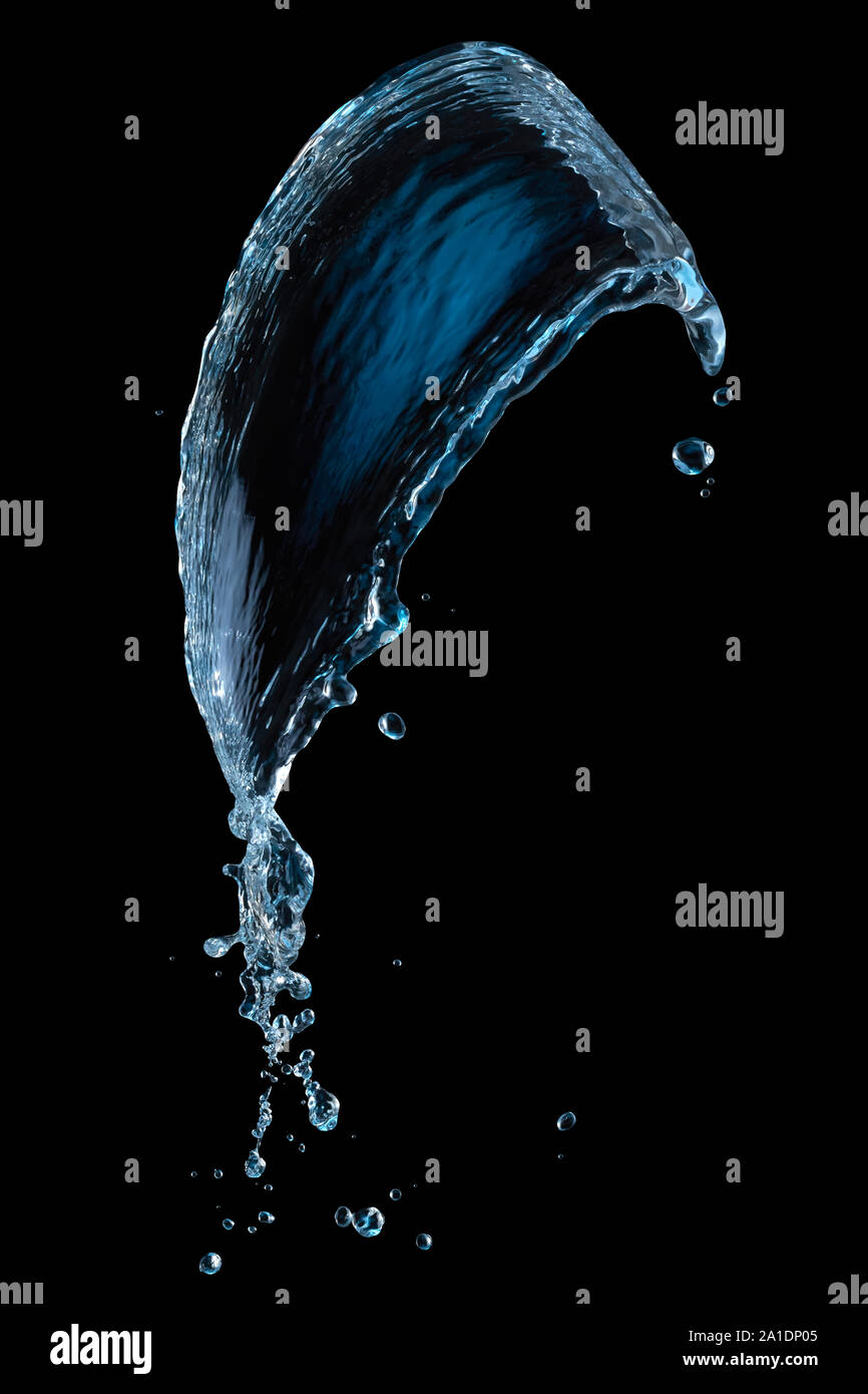 Blue Water splash auf schwarzem Hintergrund Stockfoto