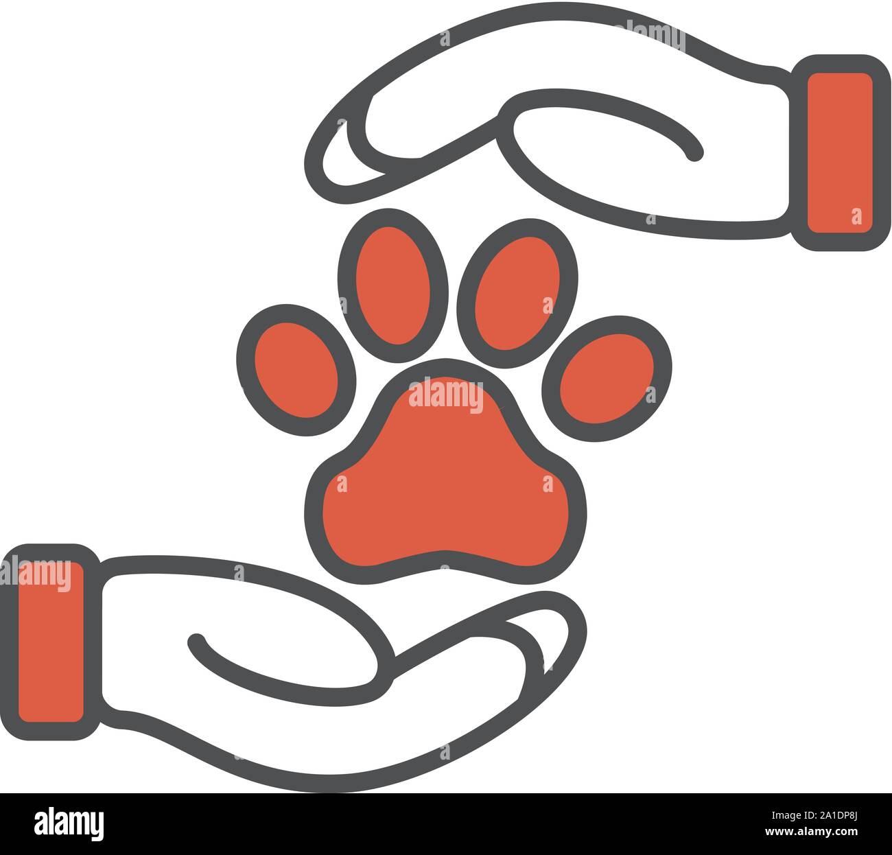 Animal Care Symbol. Konzept für das Gesundheitswesen Medizin und Pet Care. Umrisse und Schwarz Haustier. Haustiere Symbol, Symbol und Abzeichen. Einfachen Vektor illustra Stock Vektor