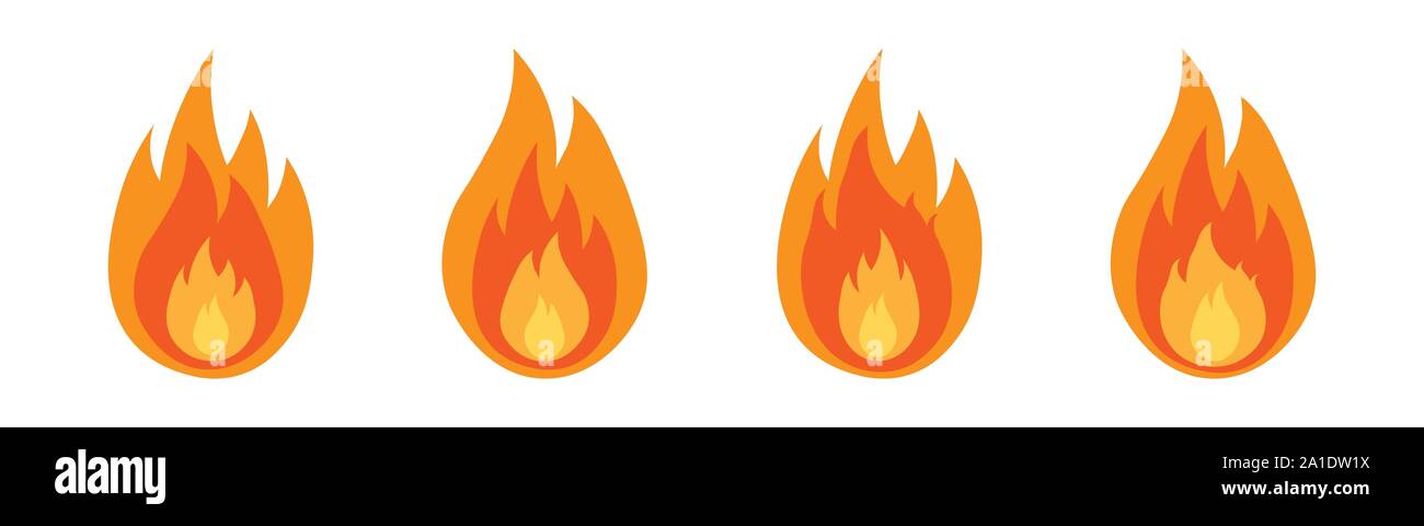 Feuerflammen-Symbol in flacher Form. Feuerfarbensymbole. Stock Vektor