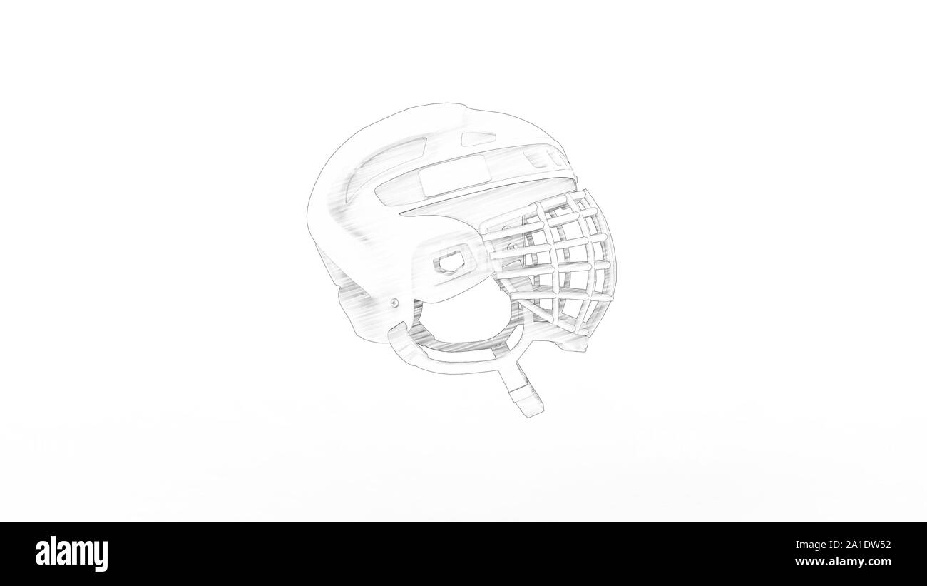 3D-Rendering für eine Eishockey Helm Maske in weißem Hintergrund Stockfoto