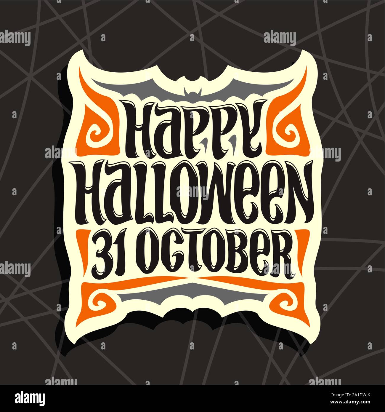 Vektor Plakat für Halloween: Dekorative handschriftlichen Font für Worte happy halloween am 31. Oktober. Stock Vektor