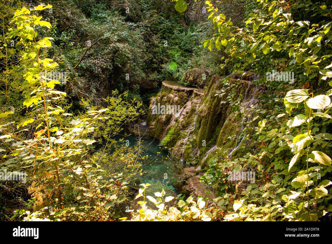 Krushuna Wasserfälle sind eine Reihe von Wasserfällen im Norden von Bulgarien, in der Nähe von Lowetsch. Sie sind berühmt für ihre Landschaft und Flüsse. Stockfoto