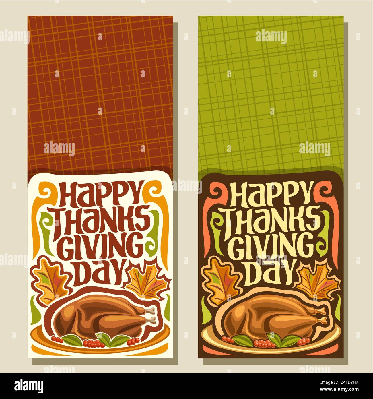 Vektor vertikale Banner für Thanksgiving Tag mit Copy space up, Herbst Grußkarte für Thanksgiving, original handgeschriebene Schrift für Text-h Stock Vektor