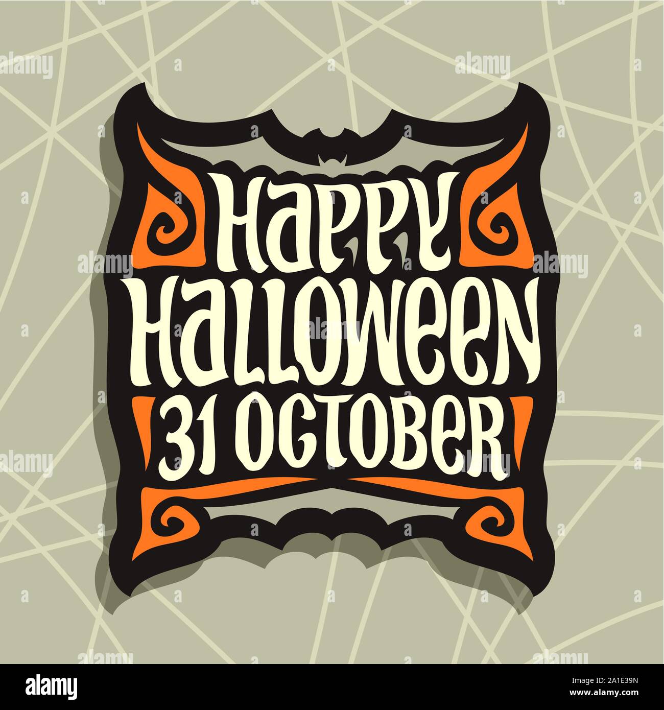 Vektor Plakat für Halloween: Dekorative handschriftlichen Font für Worte happy halloween am 31. Oktober. Stock Vektor