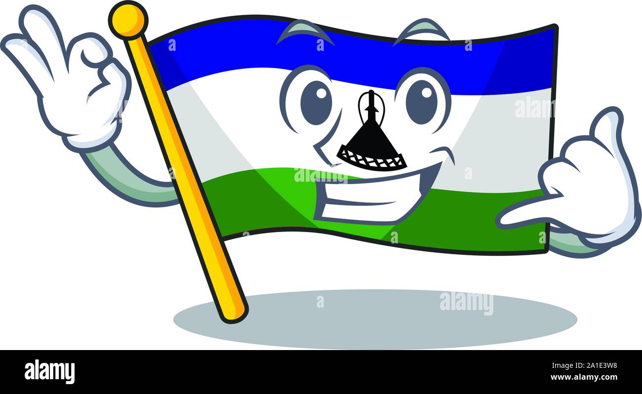 Rufen Sie mich an Flagge Lesotho auf Cartoon Stuhl gelegt Stock Vektor
